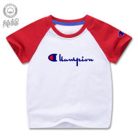 Champion เสื้อยืดแขนสั้นคอกลมสำหรับเด็กผู้ชายและเด็กผู้หญิง,เสื้อกีฬาพิมพ์ลายคอกลมแขนสั้น6สีแบบเรียบง่ายสำหรับฤดูร้อนสินค้าปี2021