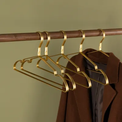 510pcs Matte Gold Clothes Hanger Aluminum Alloy Clothing Drying Rack Anti -slip Dress Towel Coat Hangers Wardrobe Organizer