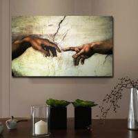 Canvas Painting Creation of Adam! Hand of god! Classical Religion Wall Pictures For Living Room Famous Art Print Posters