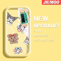 เคส JIUMOO สำหรับ Xiaomi Redmi 9T Redmi 9เคสพลังงานเคสนิ่มลายการ์ตูนหมีน้อยน่ารักและกระต่ายน้อยน่ารักกรอบเคสใส่ Tpu เคสกันกระแทกกล้อง