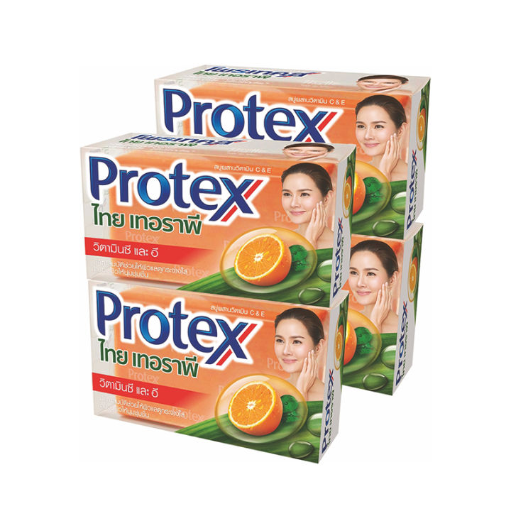 Protex Soap Thai Therapy Vitamin C &amp; E 130 g x 4.โพรเทคส์ สบู่ก้อน ไทยเทอราพี สูตรวิตามินซีแอนด์อี ขนาด 130 กรัม แพ็ค 4 ก้อน