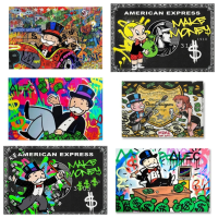 Premium Graffiti Monopoly Millionaire Canvas Art Print - Modern Street Art สำหรับตกแต่งบ้านและห้องนั่งเล่น