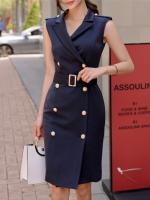 【YF】 Women Elegant Casual Office Summer Dress Sleeveless Bodycon Slim Business Party Vestidos Female Fashion Korean Work Robe Mujers