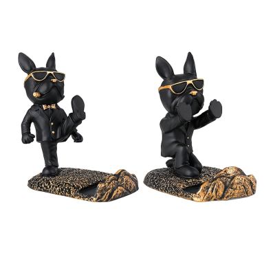 Puppy Desktop Phone Holder Creative Cradle Figurine Ornaments Decoration Statue Mobile Puppy Dog for Office Home Accessories
