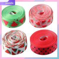 YESMILE 4 Rolls 20 Yards 0.9นิ้วค่ะ ริบบิ้นแตงโมแตงโม สีแดงเเดง สีเขียวอ่อน สายขอบริบบิ้น ริบบิ้นสีเขียวสีแดง สีดำสีดำ ริบบิ้นพิมพ์ลายแตงโม ตกแต่งงานฝีมือ DIY