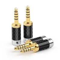 4.4mm Connector 5 Pole Carbon Fiber Gold/Rhodium Plating Earphone Plug Jack Audio Headphone Balanced Cable DIY4.4 Male Headset  Cables