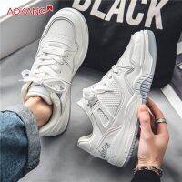 AOKANG รุ่นใหม่เกาหลีของอินเทรนด์วัยรุ่นป่ากีฬาสันทนาการระดับสูงระดับสูงรองเท้าสีขาวระดับน้ําขึ้นน้ําลง