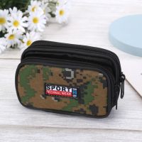 Tas Tunggu Ritsleting Fannypack Pria Dompet Koin Dompet Sabuk Kain Kanvas Tas Pria Kopi Hijau (13Cm x 8Cm)