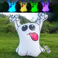 【CW】 LED Balloon Halloween Inflatable Ghost/Pumpkin Glowing Decoration Remote Control LED Outdoor Beach Garden Birthday Party Decor