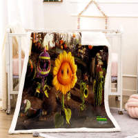 Nice purple zom.bie sunflower 3D worm Plush Fleece Blanket picnic sofa