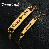 Treebud Custom ชื่อสร้อยข้อมือผู้หญิงผู้ชายเด็ก Persoanzlied สแตนเลสวันที่สร้อยข้อมือ Dropshipping