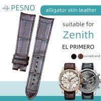 PESNO เข้ากันได้กับ Zenith EL PRIMERO สายรัดนาฬิกาหนังจระเข้แท้นาฬิกาข้อมือสำหรับผู้ชาย B ปลายโค้ง