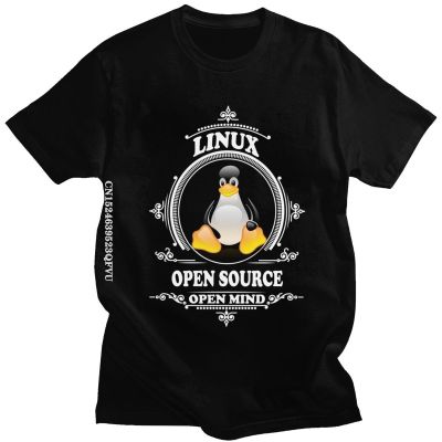 Funny Linux Shirt Open Source Open Mind Tshirt Men Men Penguin Developer Programmer Coder 100% Cotton Gildan
