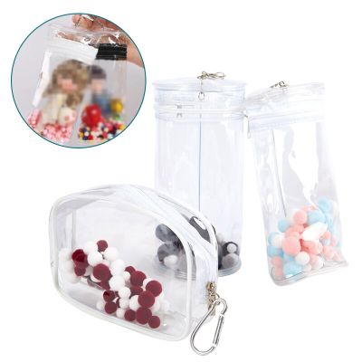 TEXTransparent Mini Kawaii Girl Showing Storage Circle Pouch Clear Outdoor Bag For Anime Cartoon Dolls Little Small Toys