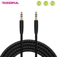 2M/3M/5M 3.5mm male to male extension cable aux cable Round Flat Braided Wire Cord Audio Data Cable for Car/Headphone/PM4