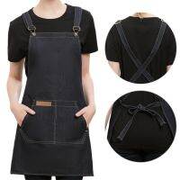 Fashion Work Apron for Men Women Custom Logo Printing Embroidered Denim Cloth Bib for Service Industry Hairdresser Covering Robe Aprons