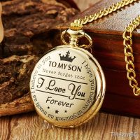 ⌚ นาฬิกา TO MY SON Husband GRANDPA carved retro quartz pocket watch pendant vintage pocket watch