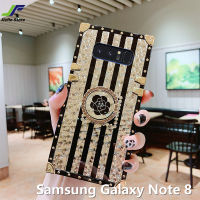 JieFie สำหรับ Samsung Galaxy Note 8ดอกไม้หรูหราเคสโทรศัพท์แฟชั่น Bling Glossy TPU กันชนสี่เหลี่ยมแหวน Anti-Drop Phone Cover