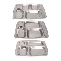 Stainless Steel Student tray Divided Dinner Tray Lunch Container Food Plate 4/5/6 Section