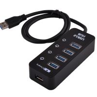 Funtech USB 3.0 HUB 4 PORT + 1 PORT สีแดง เป็น Port Quick Charging 5V 2.4A (แถมไฟเลี้ยง 5V2A)รุ่น HB-26