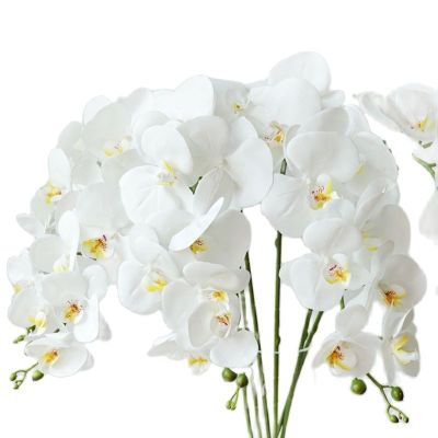 【cw】 3D 9 HeadOrchidPiece Length 107cm Artificial FakePlastic Flowers Artificielle WeddingDecoration 【hot】