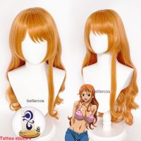 Nami Wig Cosplay 75cm Long Curly Wavy Adult Orange Heat Resistant Cosplay Wigs Anime Nami Women Girl Wigs Halloween Party Wigs