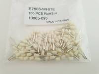 E 7508 -White หางปลา Cord End /ข้อต่อย้ำปลายสาย (แบบเดี่ยวหุ้ม)/Nylon -Insulated Cord End Terminals /Cord-End Sleeves แพค 100 Pcs.