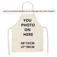 Customized Photo Aprons Kitchen Linen Apron for Man Woman Waist Baking Bib Kitchen Cooking BBQ Pinafore Cleaning Tools 68*55cm Aprons