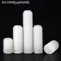 Free Shipping White Nylon Set Grub Screw Plastic Thread Flat Head Metric Headless Slotted Bolt 100/50pcs M3 M4 M5 M6 M8