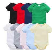 Kavkas 3PCS 5PCS Baby Boys Girls Clothes Solid White Short Sleeve Cotton Baby Bodysuits body bebe 0-24 months Newborn Jumpsuit