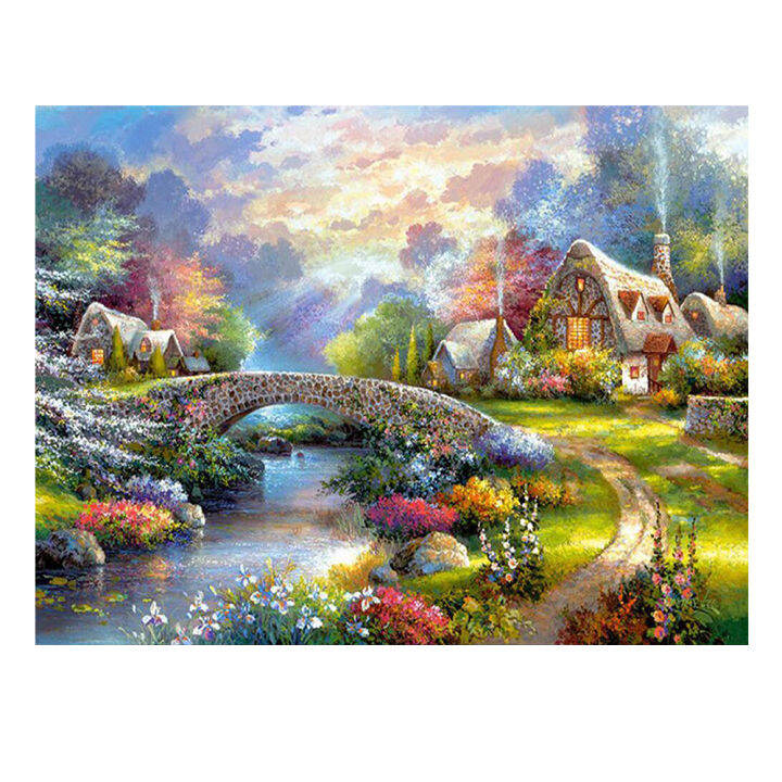 landscape-waterfall-diy-cross-stitch-embroidery-11ct-kits-needlework-craft-set-printed-canvas-cotton-thread-home-sell