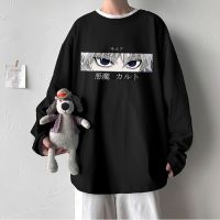 Hunter x Hunter Killua Zoldyck อะนิเมะมังงะเสื้อยืดยาวเสื้อยืดกราฟิกคู่รัก Cartoon Printed Long Black Tshirts