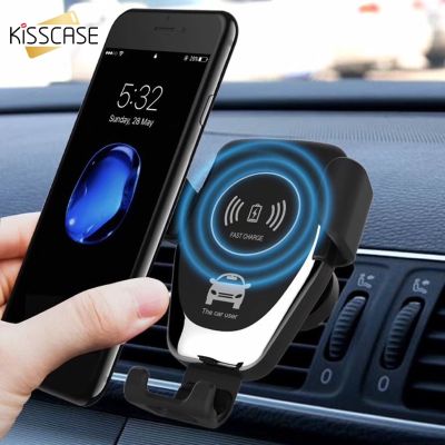KISSCASE 10W Wireless Car Charger for Huawei P30pro 2 in 1 Qi Fast Car Wireless Charging for iPhone XR X 10 Phone Charger Holder Car Chargers