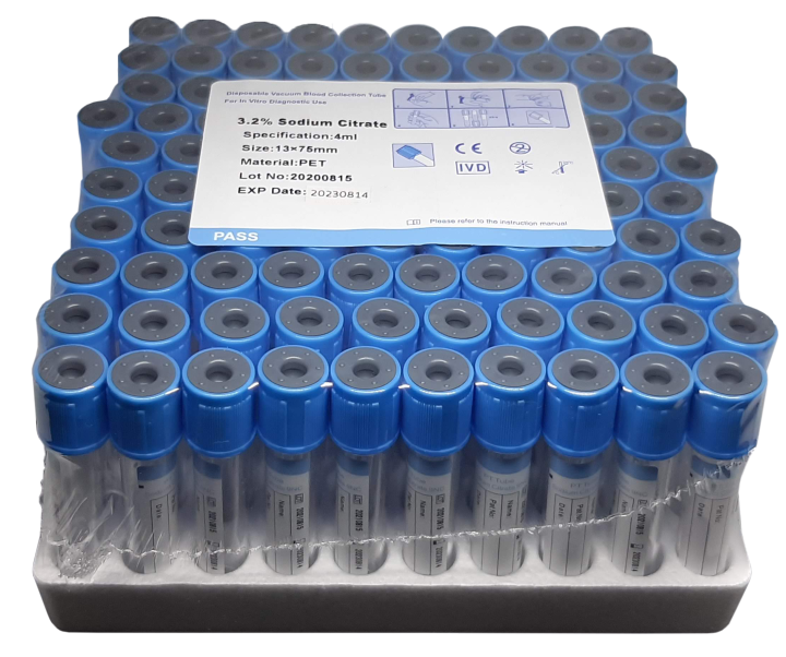 Vacuum Blood Collection Tubes , Sodium Citrate 3.2 , Blue top