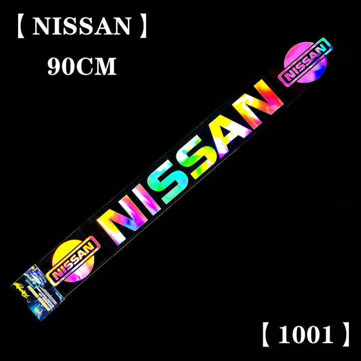 nissan-กันลมหน้าต่างสติกเกอร์เลเซอร์สายรุ้ง-decals-กันน้ำด้านหน้าด้านหลังกระจก-decals