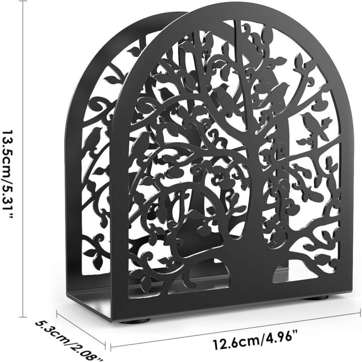 ulcer-การออกแบบต้นไม้และนก-ที่ใส่ทิชชู่ร้านอาหาร-สีดำสีดำ-แบบอิสระ-ที่ใส่ผ้าเช็ดปากโลหะ-ที่มีคุณภาพสูง-ทนทานต่อการใช้งาน-ที่ใส่ผ้าเช็ดปากทันสมัย-สำหรับบ้านและปาร์ตี้ปิกนิก