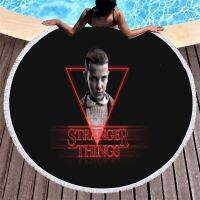 ❍ Stranger Things Round Beach Towel Microfiber Custom Bath Towel Travel Summer Swim Towel with Tassel Beach Mat Blanket Cover