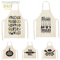 ◐✓ Letter Kitchen Aprons for Women Kids Cotton Linen Bibs 55x68cm Nordic Household Cleaning Home Cooking Antifouling Custom Apron