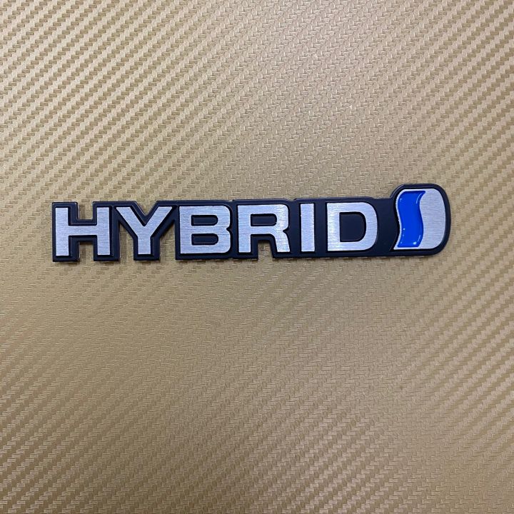 โลโก้* HYBRID สีเงินขอบดำ งานอลูมิเนียม ขนาด* 2.8 x 15 cm ราคาต่อชิ้น