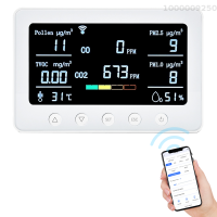 เครื่องหน้าจอที่มีคุณภาพอากาศ Wi-Fi 8-In-1,เครื่อง CO2 2.4GHz PM2.5 PM1.0 /TVVC/เรณู/ความชื้นและอุณหภูมิมิเตอร์พร้อมสัญญาณเตือนสมาร์ทแอปพลิเคชั่น Tuya เครื่องตรวจจับ RS485ล็อกข้อมูลคุณภาพอากาศในร่ม