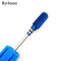 HYTOOS Blue Chamfer ปลอดภัยบาร์เรลคาร์ไบด์บิต3/32หัวเจียรเล็บใบเลื่อยสำหรับงานตกแต่งเล็บมือลบเจลทาเล็บตกแต่ง