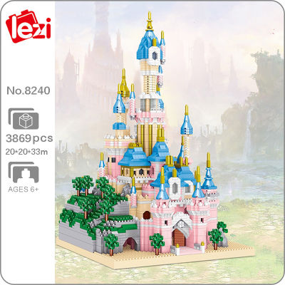 Lezi 8240 World Architecture Paris Dream Castle Tower Garden รุ่น Mini Diamond Blocks อิฐของเล่นสำหรับเด็กไม่มีกล่อง