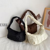 【CW】 New Design Women  39;s Shoulder Folds Rhombus Embroidery Thread Oxford Tote Handbags for 2022