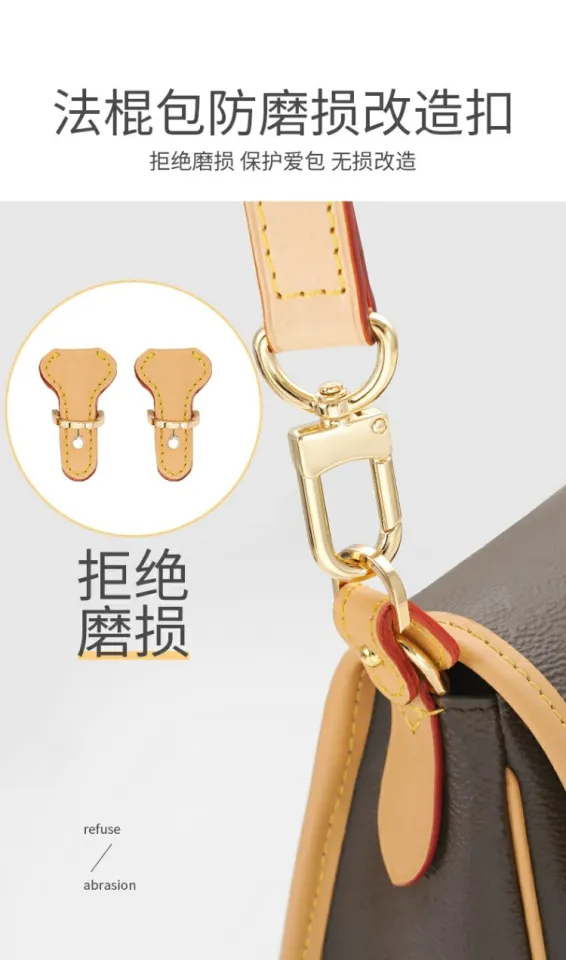 Pre order: Baguette bag crossbody strap LV. Diane. anti-wear buckle leather  shoulder strap adjustment transformation high-end spring ring accessori