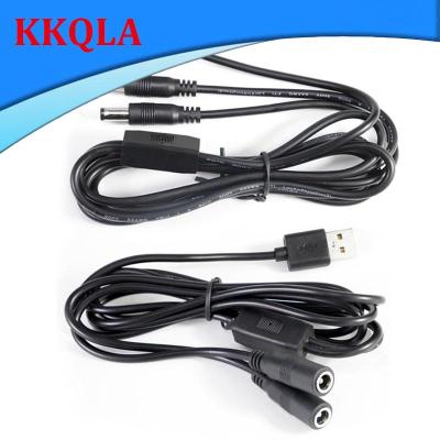 QKKQLA 22awg 3A USB 2.0 male to 2 way DC male Female Male Splitter Cable plug 5.5x2.5mm Power supply Cord adapter Connector for Strip