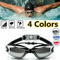 Swimming Goggles Glasses with Earplugs for Men Women Optical Waterproof Swim Eyewear Electroplate Waterproof Silicone