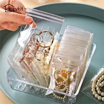 100 Pack PVC Clear Jewelry Anti Oxidation Zipper Bag Antitarnish