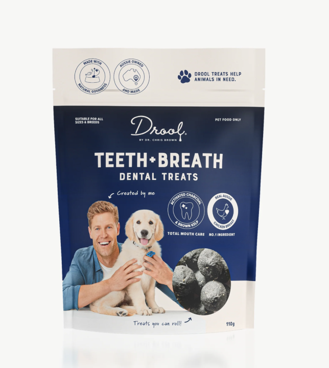 พร้อมส่ง-ไม่ต้องรอพรี-ขนมสุนัข-drool-สูตร-teeth-breath-ช่วยดูแลสุขภาพช่องปากและฟันของสุนัข