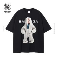 ❣Balenciagaหนุ่มๆเสื้อยืดแขนสั้นพิมพ์ลายสำหรับเด็กน่ารักชื่อใหญ่ชุดคู่รักฤดูร้อนหลวมขนาดใหญ่