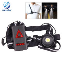 Super bright LED Chest light LED Flashlight 2 lighting modes With Red tail warning light Built-in rechargeable lithium battery